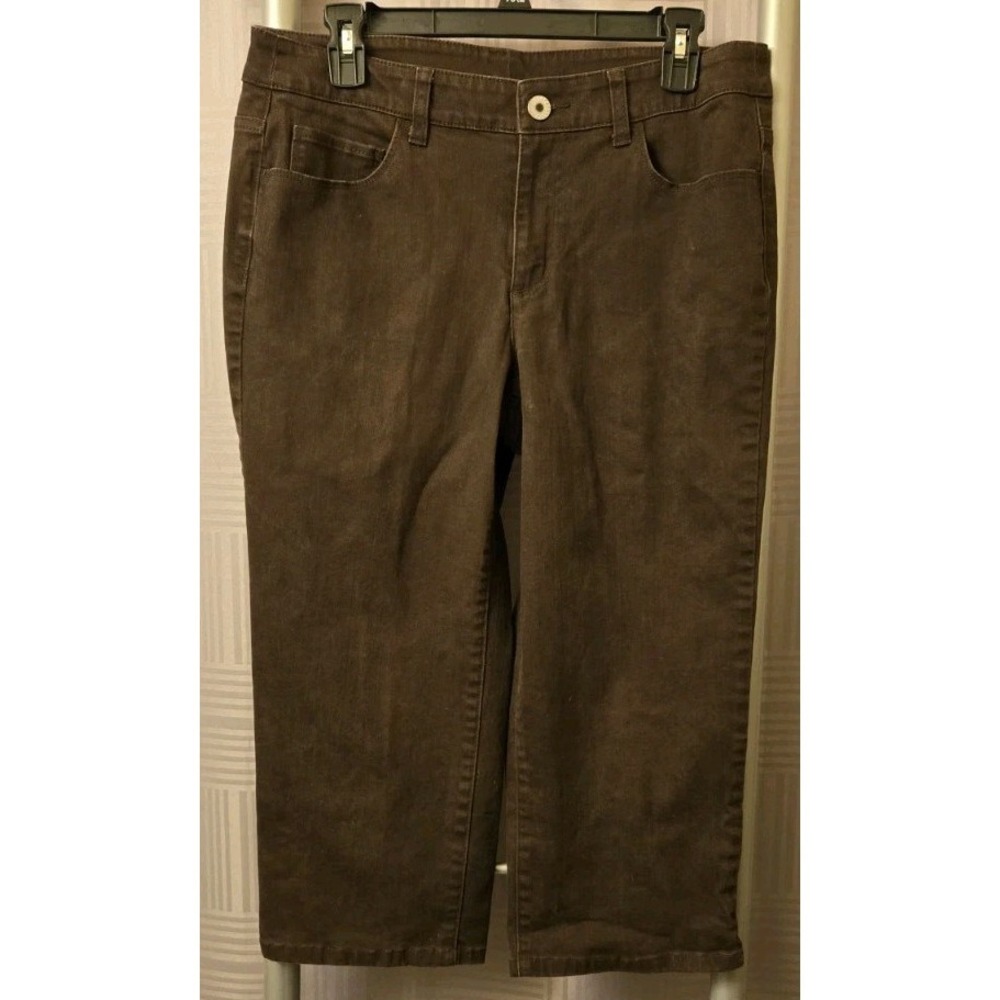Christopher And Banks Brown Stretch Denim Size 8 Capris 31x20 Comfy